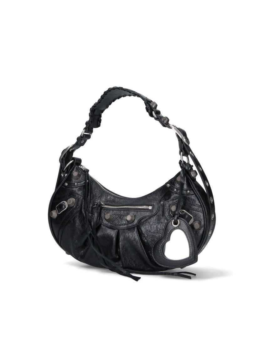 Balenciaga Crinkled Lambskin Leather Handbag With Removable Accessories