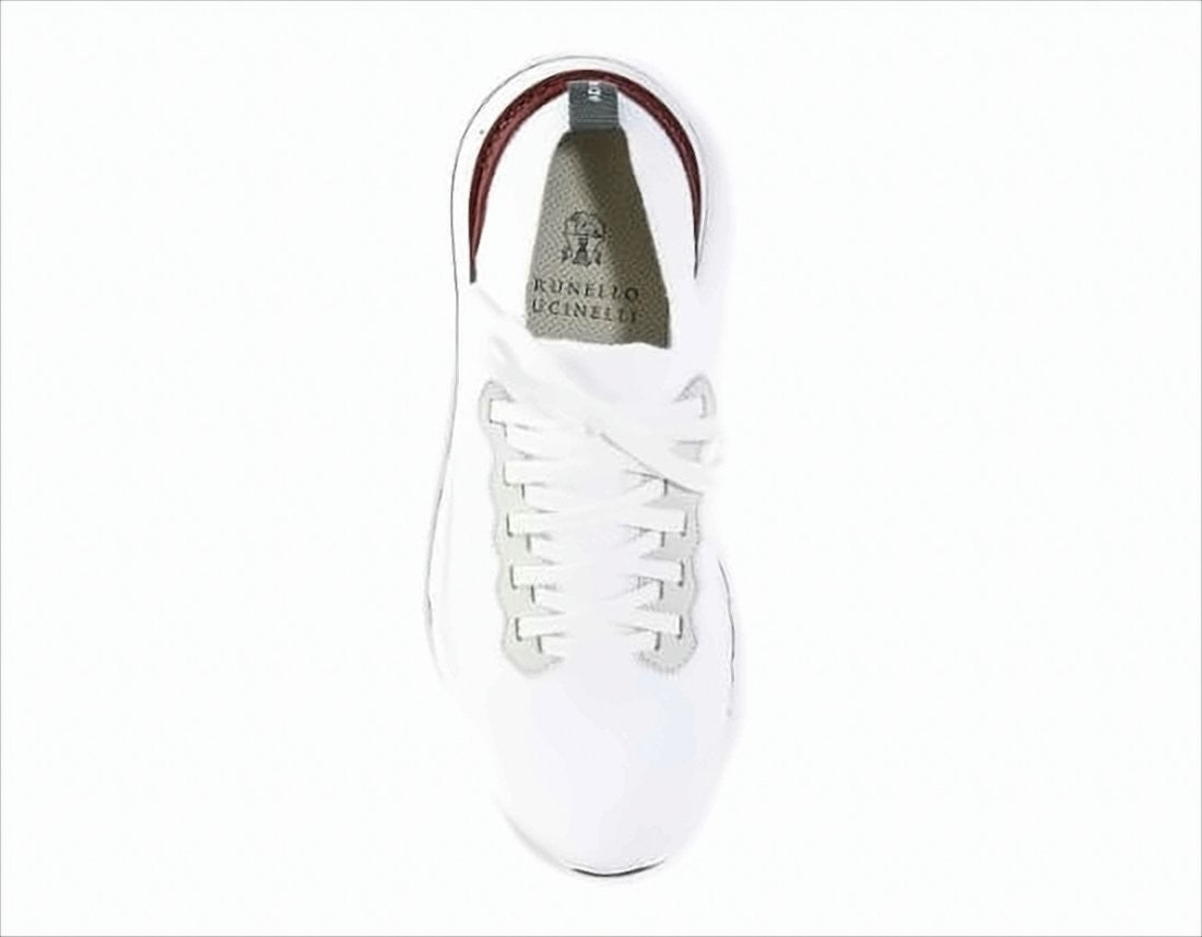 Brunello Cucinelli White Knitted Sneakers With Streamlined Silhouette