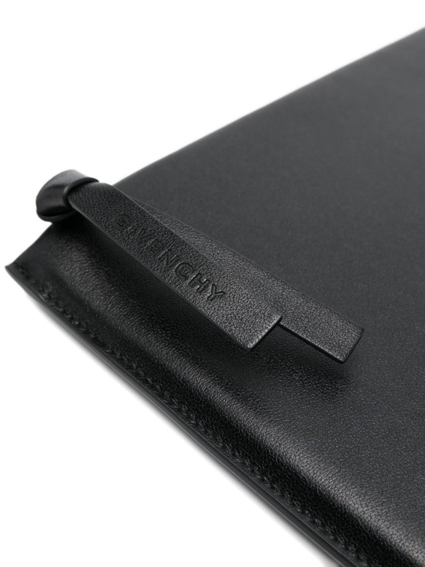Givenchy Black Rectangular Leather Zip Clutch