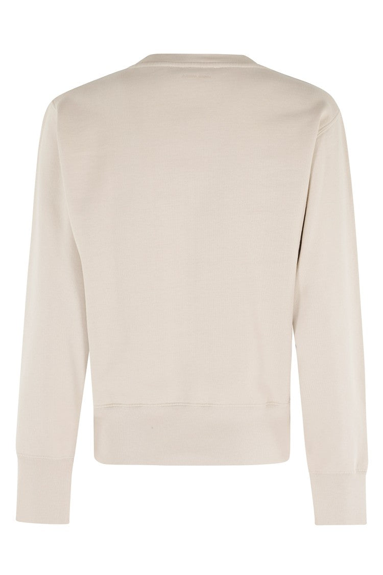 Anine Bing Beige Harry Shrunken Paris Front-Logo Cotton Sweatshirt
