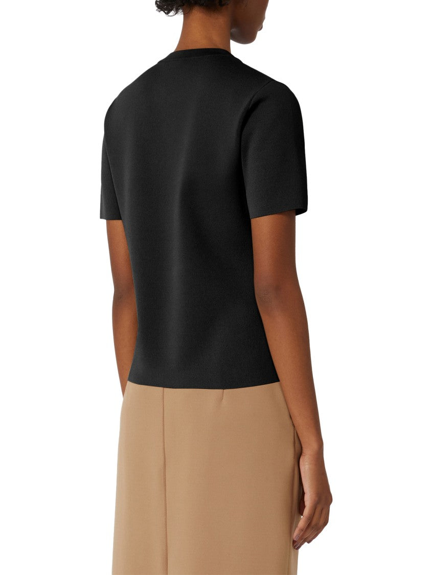 Max Mara Classic Crew Neck Black T-Shirt With Subtle Logo