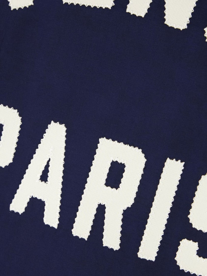 Givenchy Blue Ribbed Trim Logo Patch Sweater