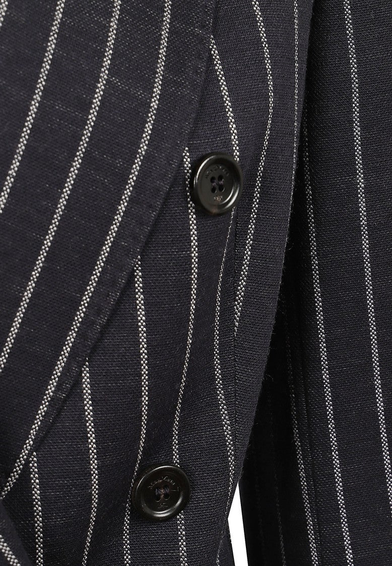 Max Mara Tailored Double-Breasted Pinstripe Blazer With Peak Lapels