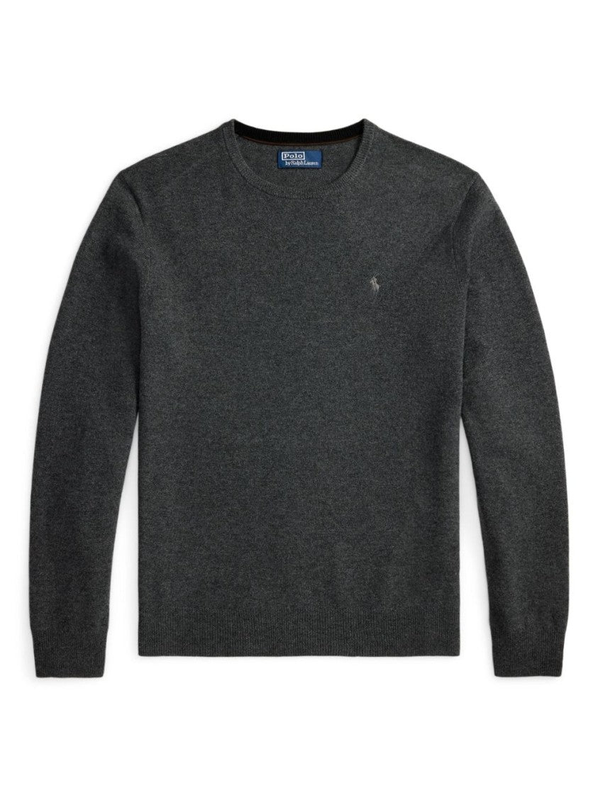 Polo Ralph Lauren Dark Charcoal Melange Wool Knit Sweater