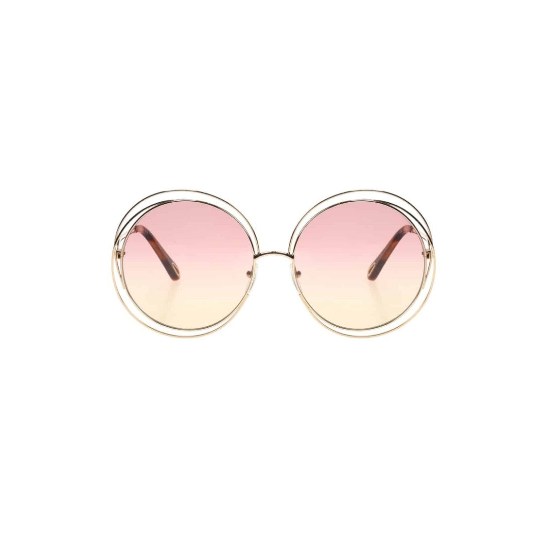 Chloé Gradient Tint Round Sunglasses With Tortoiseshell Temple Tips