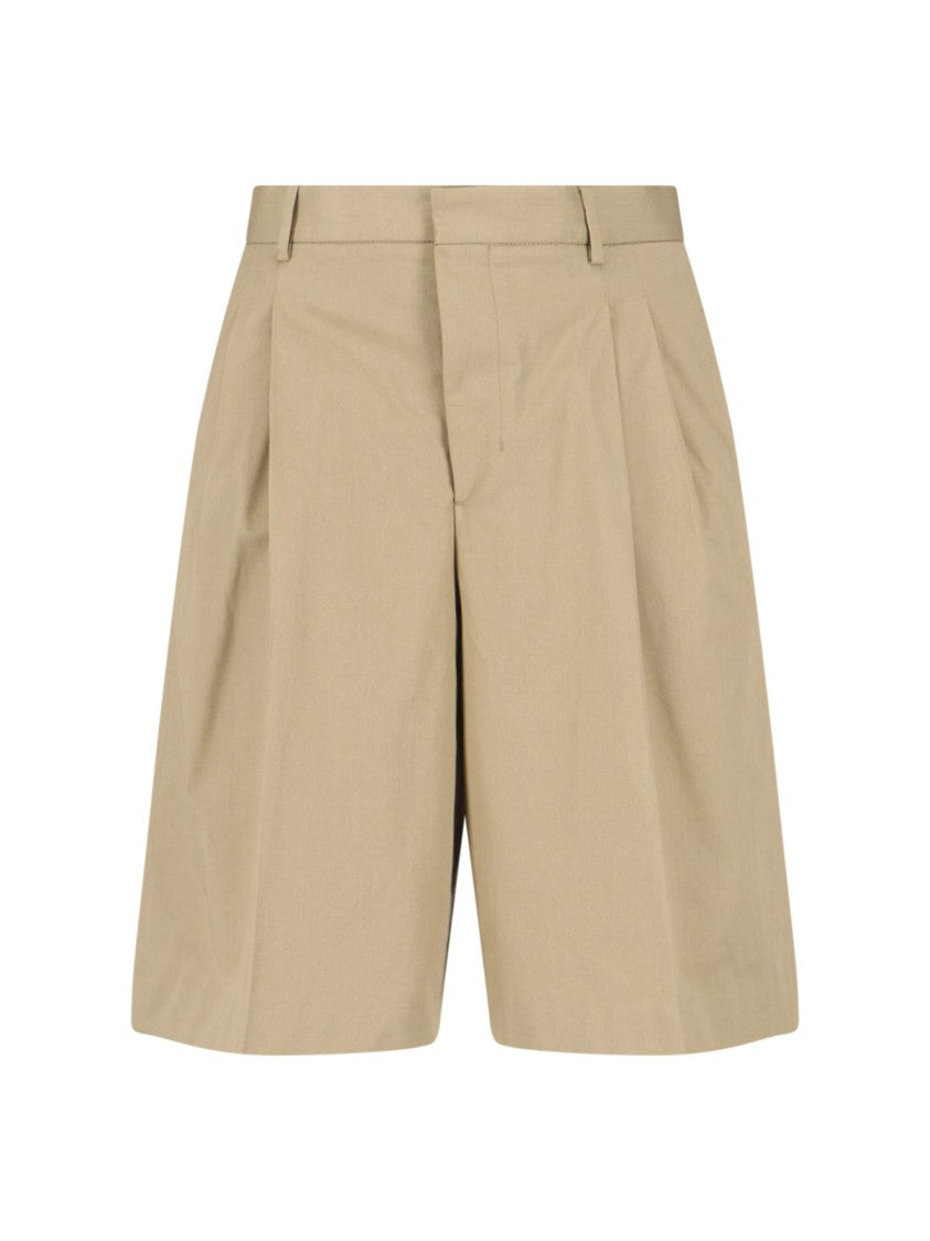 Ami Paris Cotton Bermuda Shorts – Beige