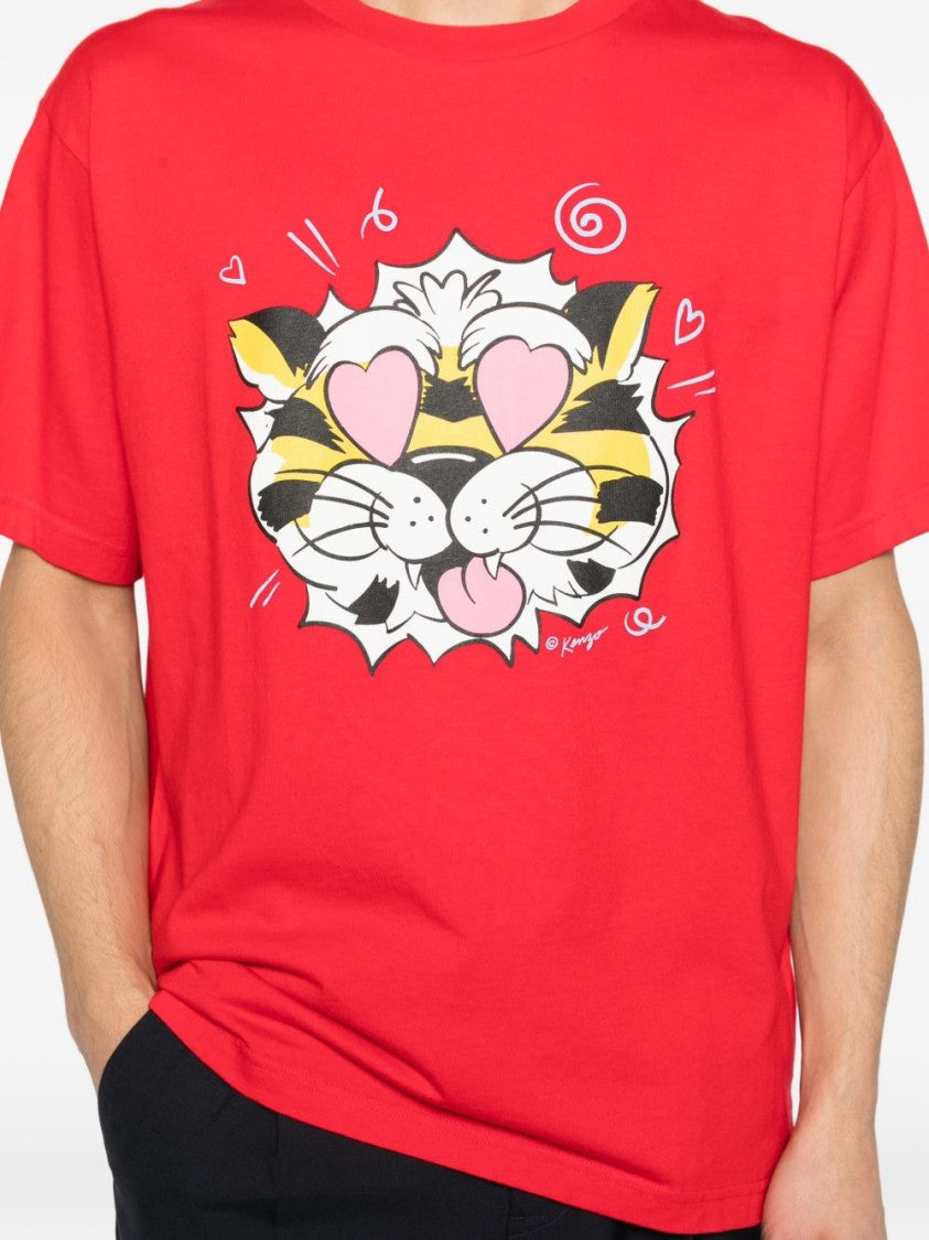 Kenzo Tiger Graphic Casual Silk Nylon T-Shirt
