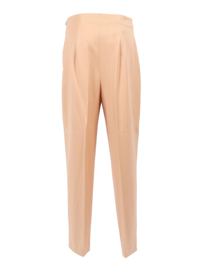 Alberta Ferretti High Waist Straight-Leg Tailored Pants With Pleats