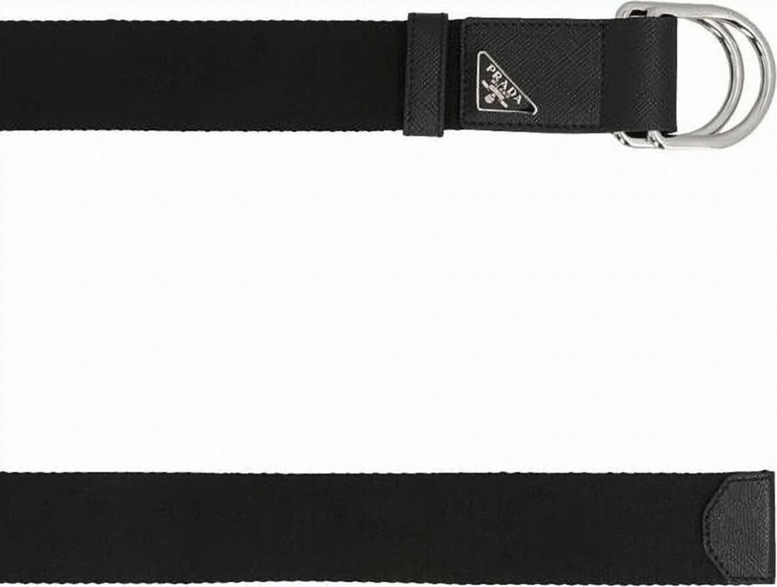 Prada Textured Leather Belt With Double D-Ring Buckle