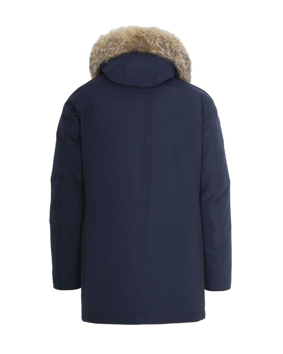 Woolrich Arctic Parka With Removable Fur In Blue