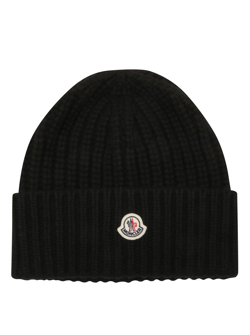 Moncler Classic Black Hat With Rounded Crown