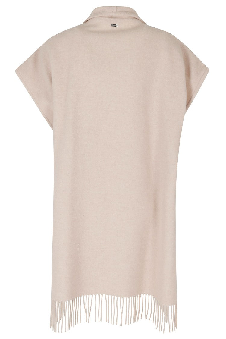 Herno Pink Sleeveless Fringe Hem Wool-Blend Vest