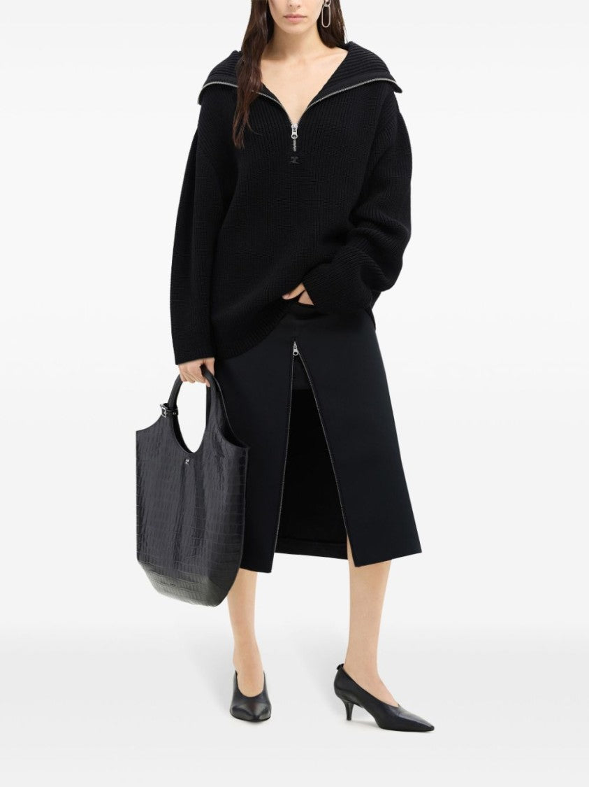 Courrèges Fine Ribbed Knit Sweater