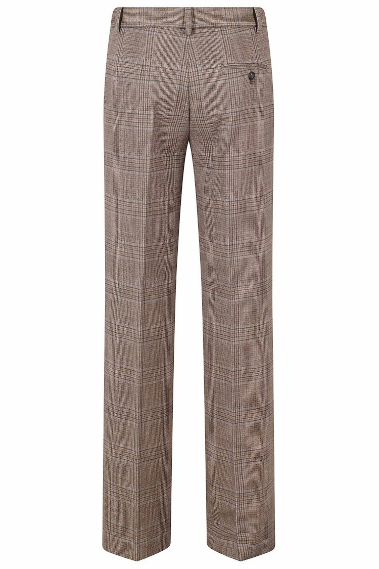 Circolo 1901 Brown Checkered Straight-Leg Pants With Classic Fit