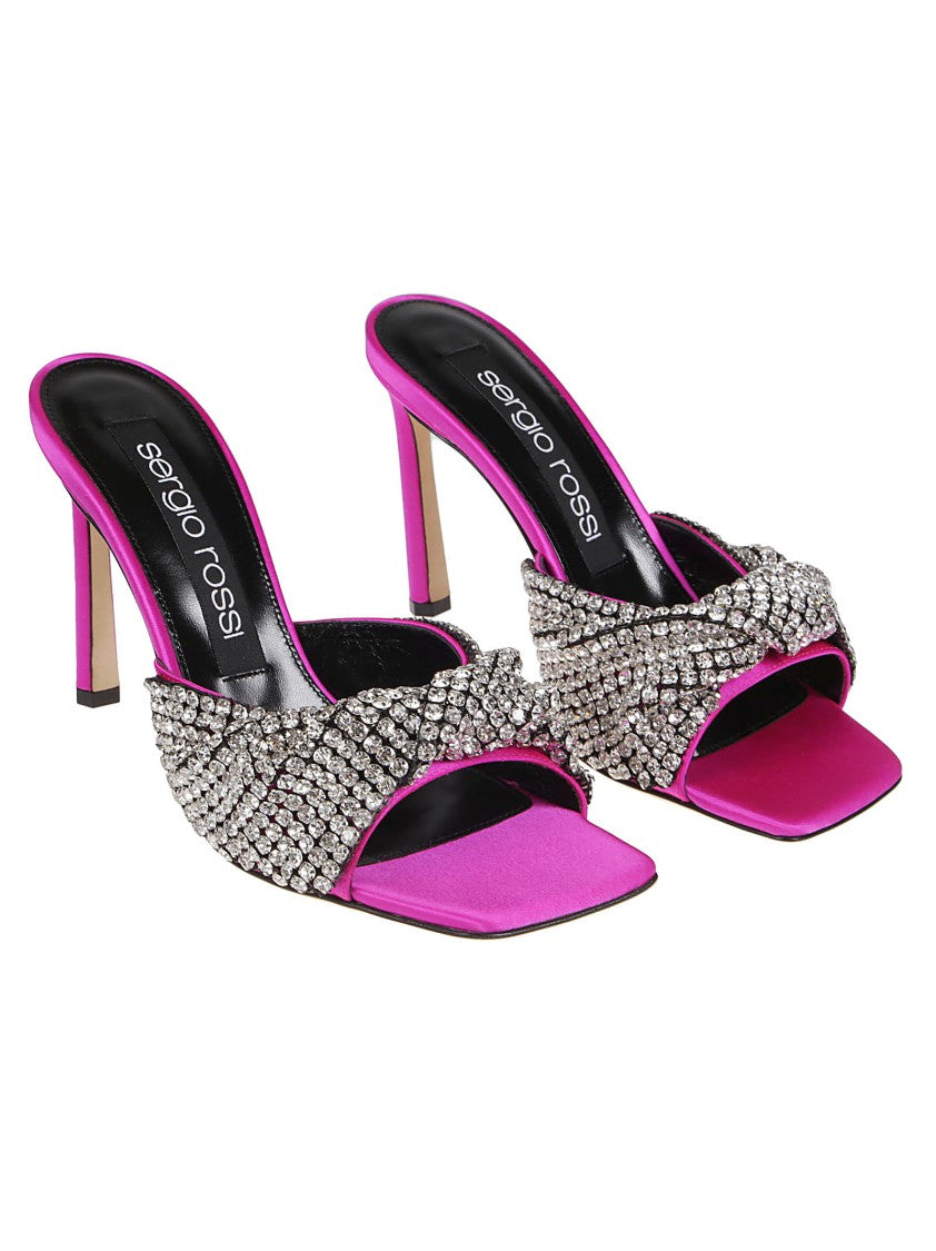 Sergio Rossi Sr Tyra Magenta Satin Mules