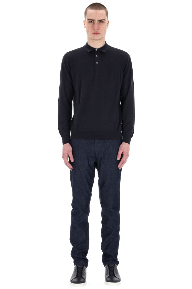 Drumohr Lightweight Cotton Long Sleeve Polo