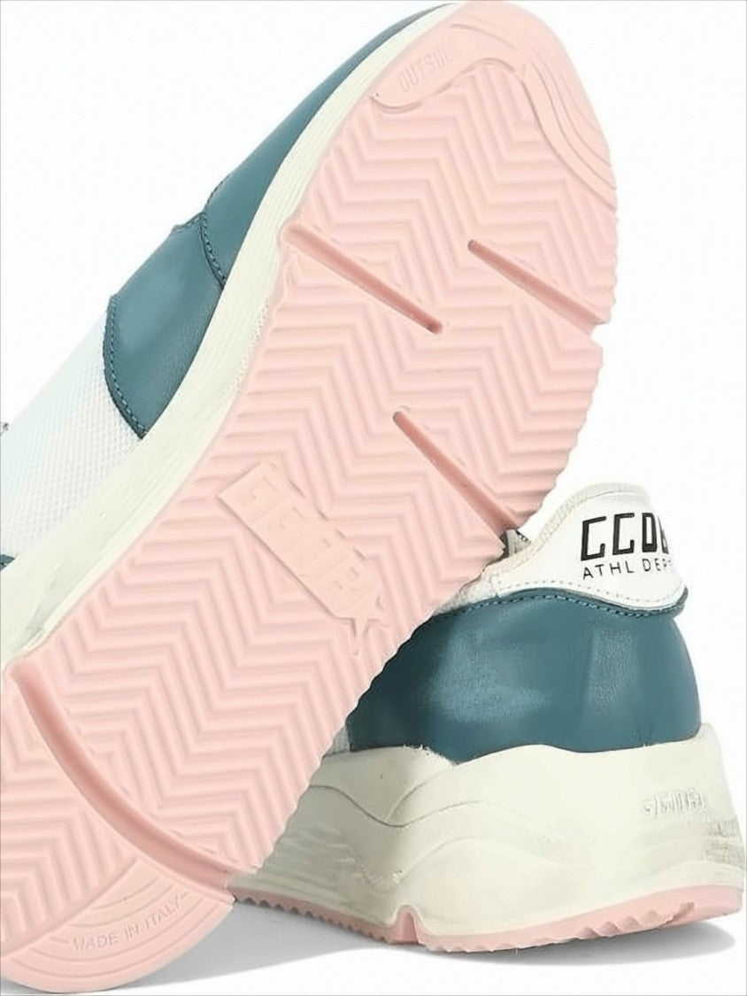 Golden Goose Teal And White Sneakers With Leather And Mesh Panels