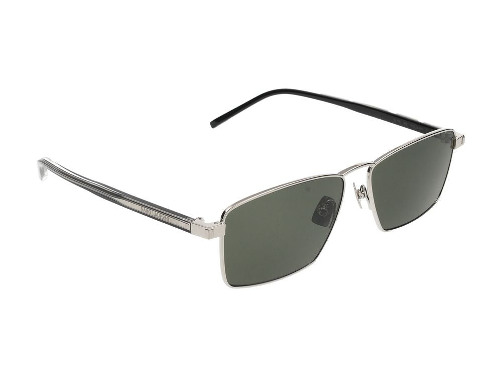 Saint Laurent Silver Square Grey Lenses Sunglasses