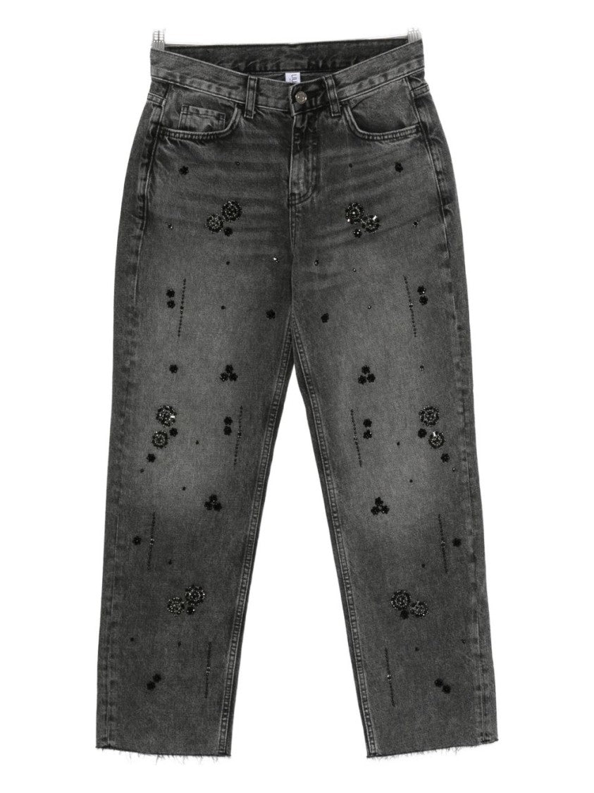 Liu Jo Straight-Leg Black Jeans With Distressed Detailing