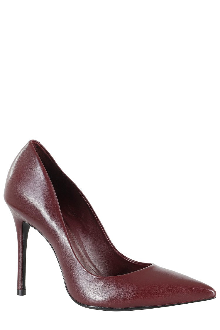 Schutz Pointed-Toe Burgundy Pumps With Leather-Covered Heel