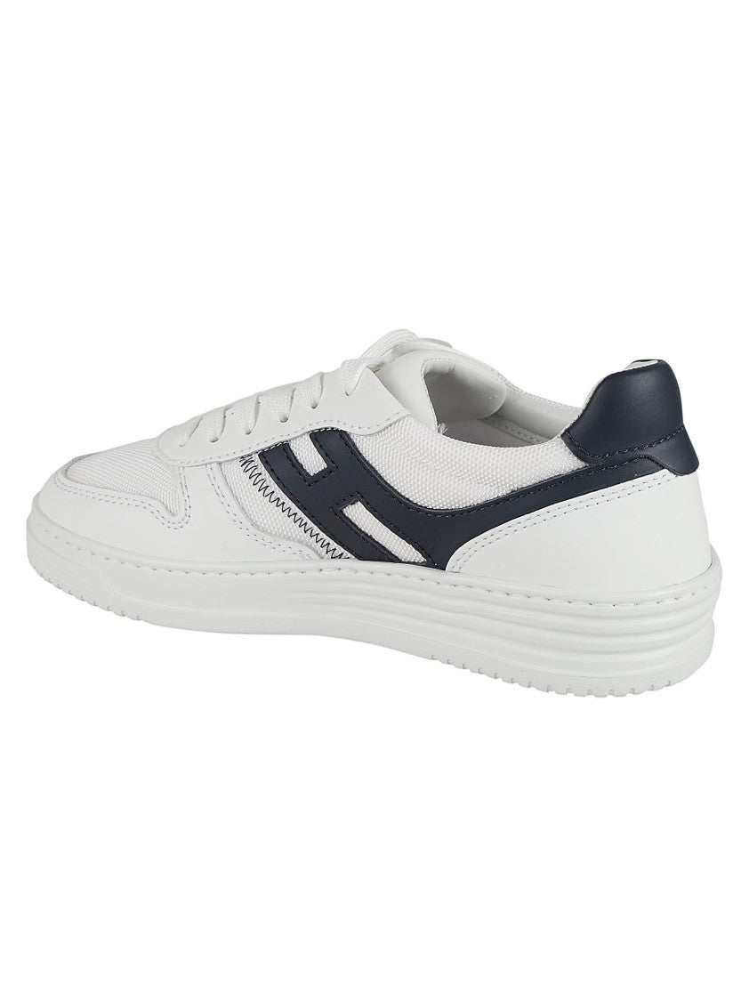 Hogan Navy-Accented White Leather Sneakers