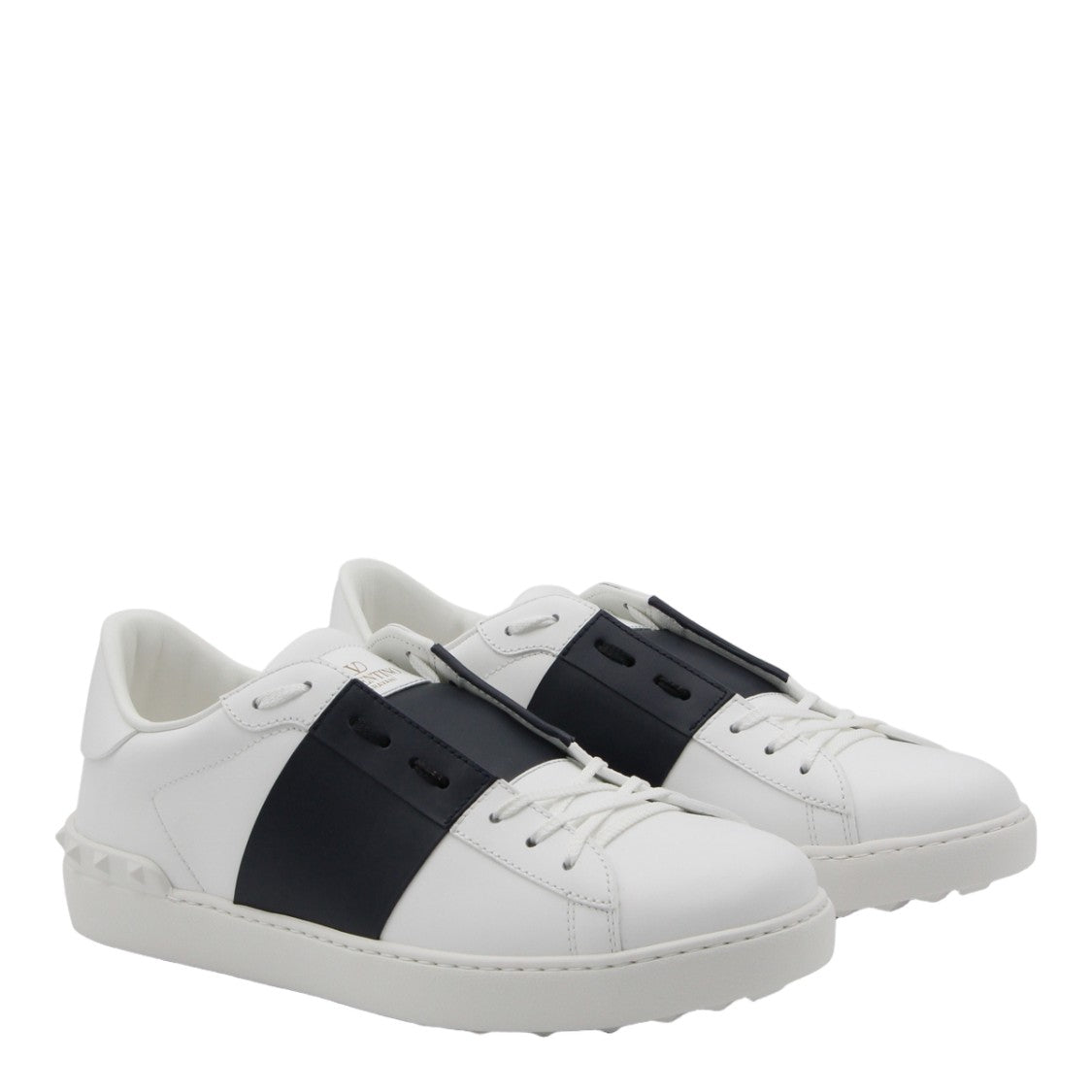 Valentino Garavani White Leather Sneakers With Bold Black Strap