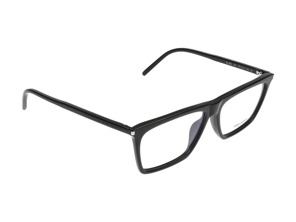 Saint Laurent Black Glossy Finish Rectangular Eyeglasses