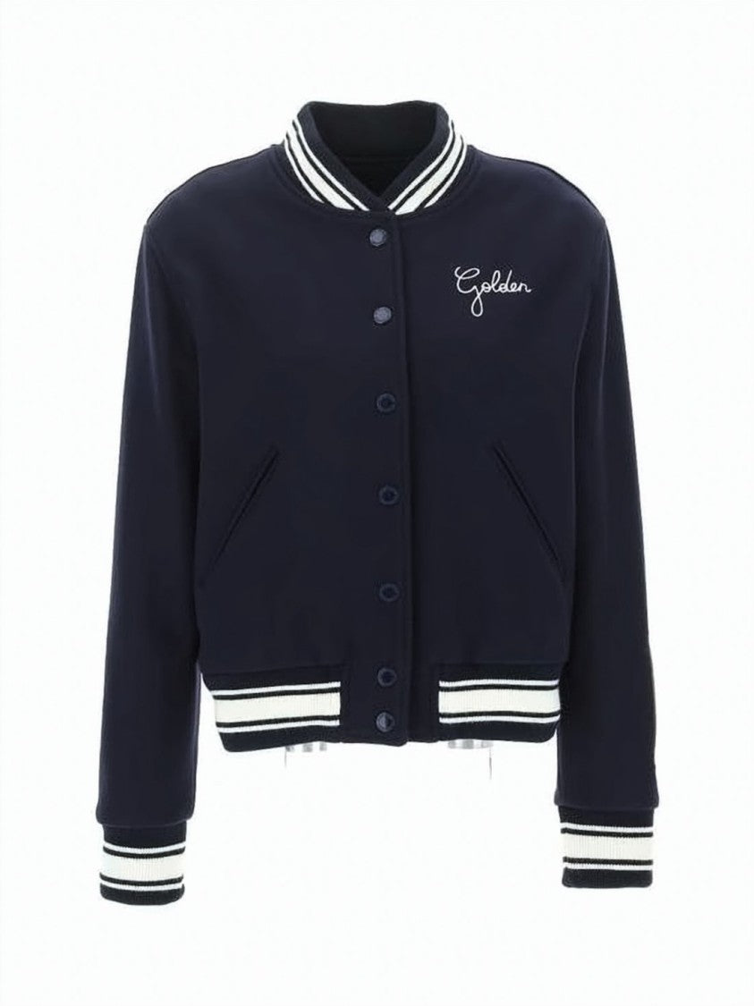 Golden Goose Cropped Deep Navy Bomber Jacket