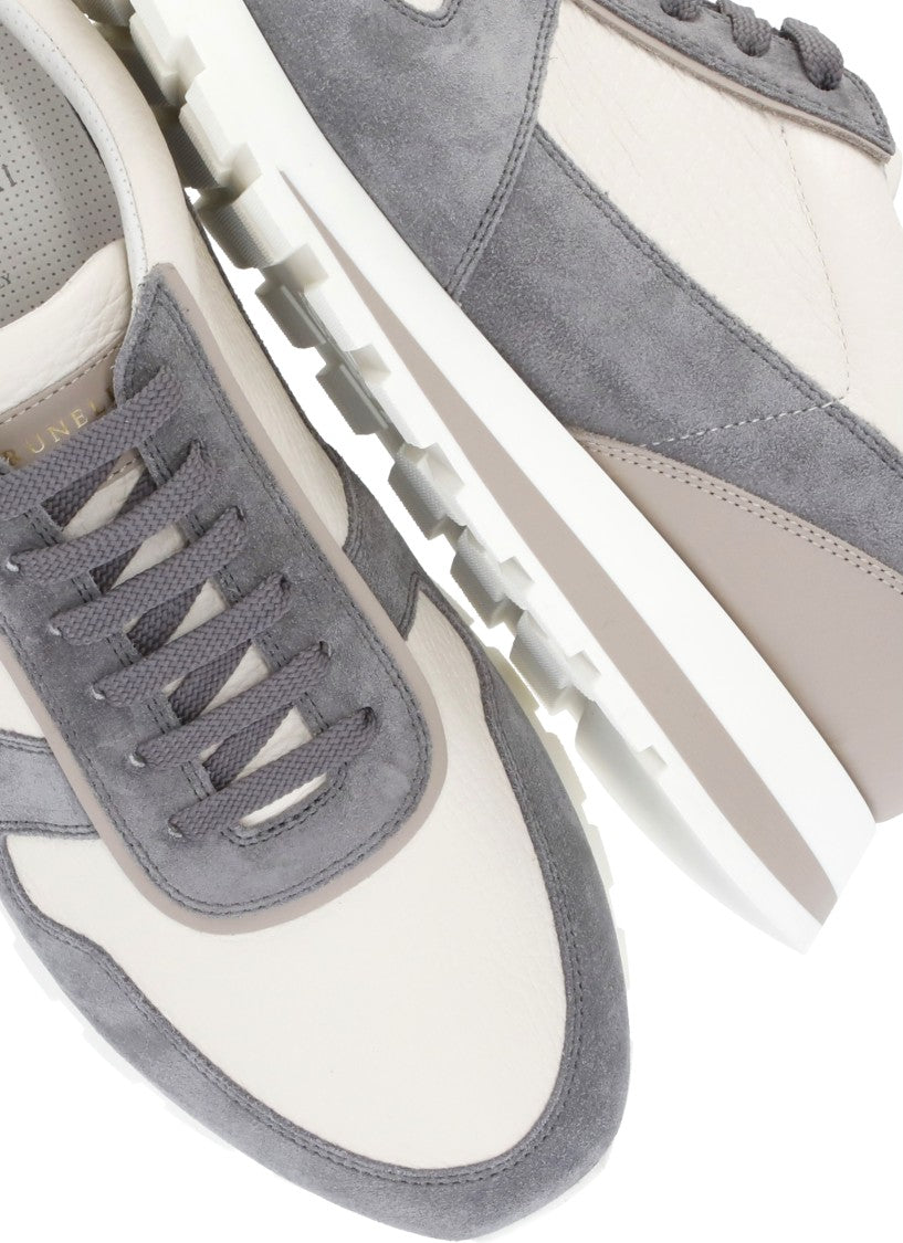 Brunello Cucinelli Grey Leather Sneakers