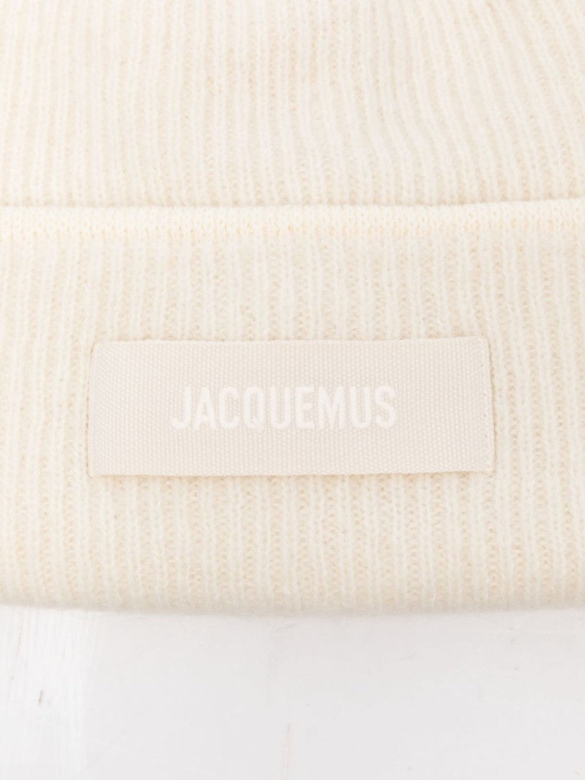 Jacquemus Beige White Logo Patch Round Hat