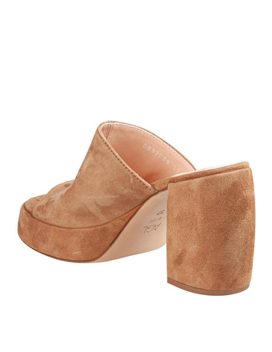 Agl Clio Suede Heeled Slipper Sandal - Leather Color