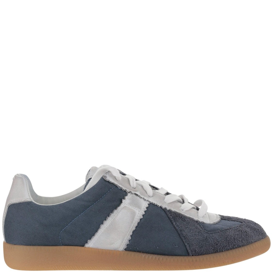 Maison Margiela Leather Sneakers With Inset Design And Iconic Logo