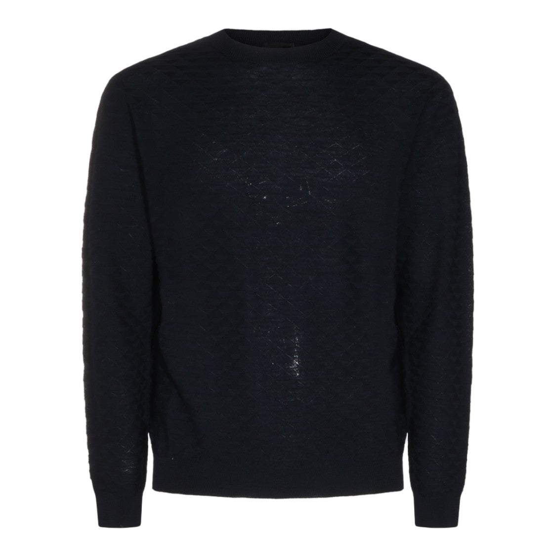 Giorgio Armani Textured Knit Sweater With Crew Neckline And Ribbed Finishes