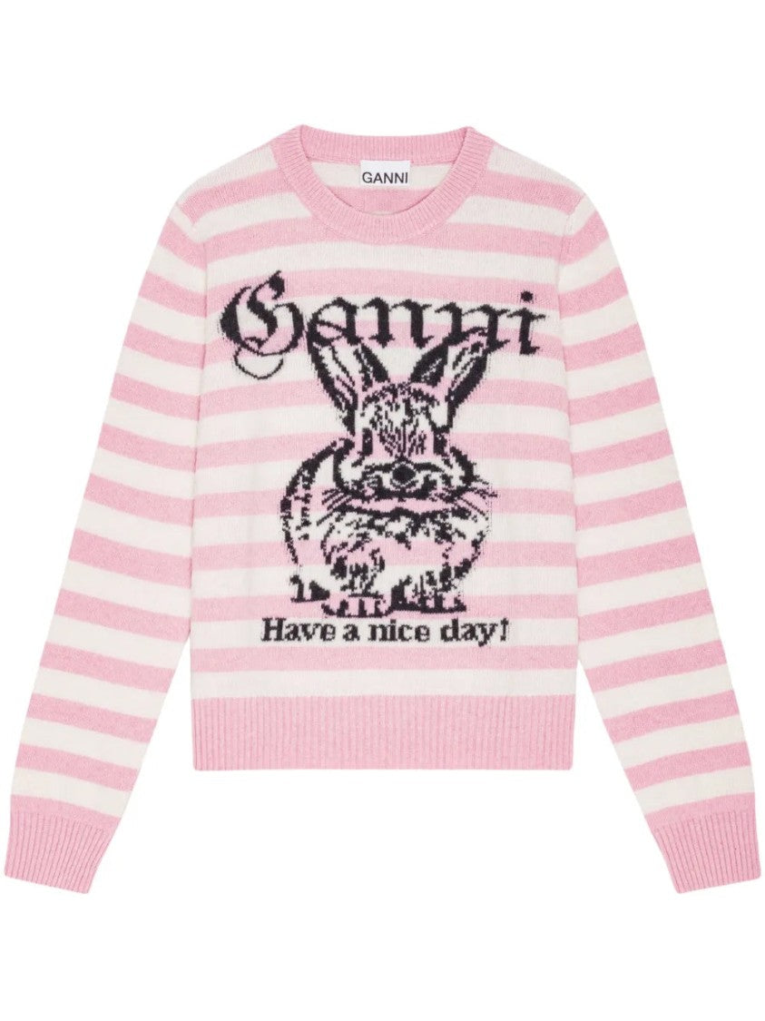 Ganni Intarsia-Knit Rabbit Design Jumper