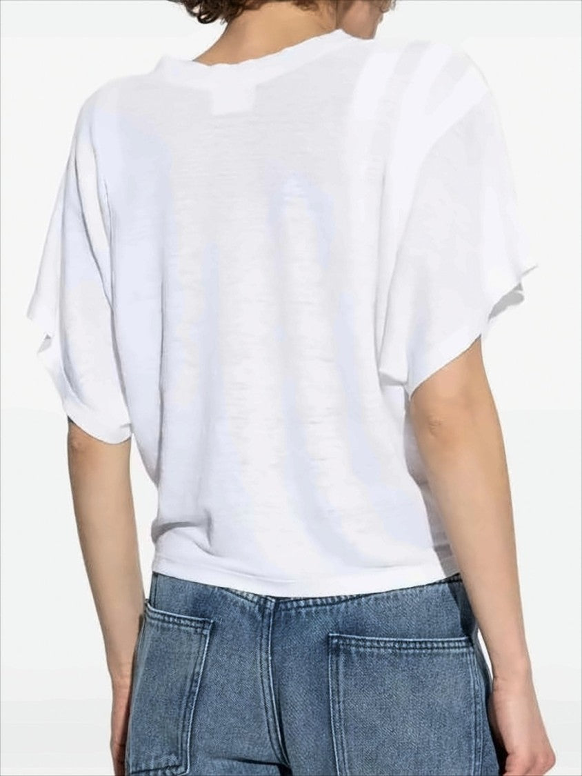 Isabel Marant Cropped Short-Sleeve Top With Metallic Pink Logo