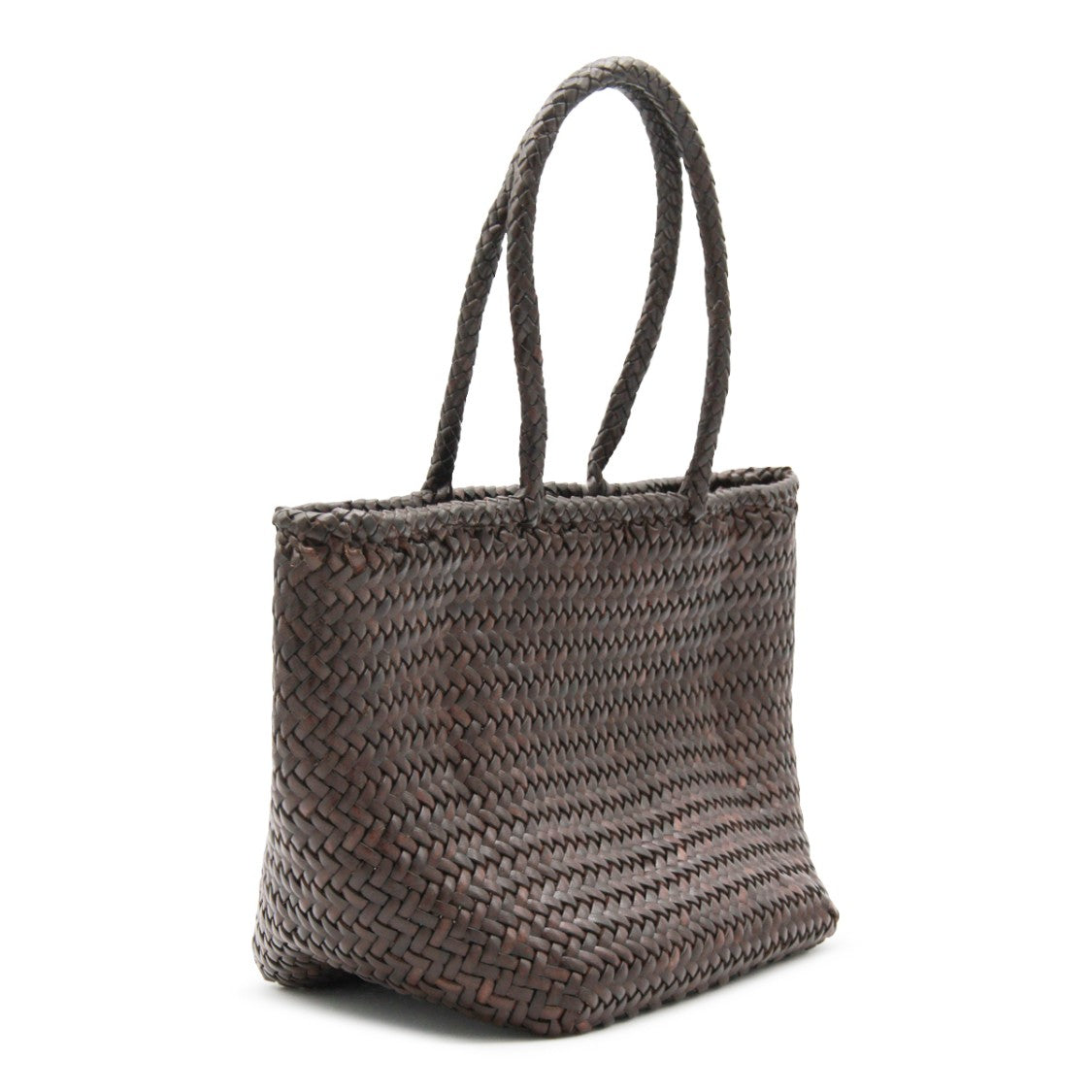 Dragon Diffusion Artisanal Dark Brown Woven Leather Tote