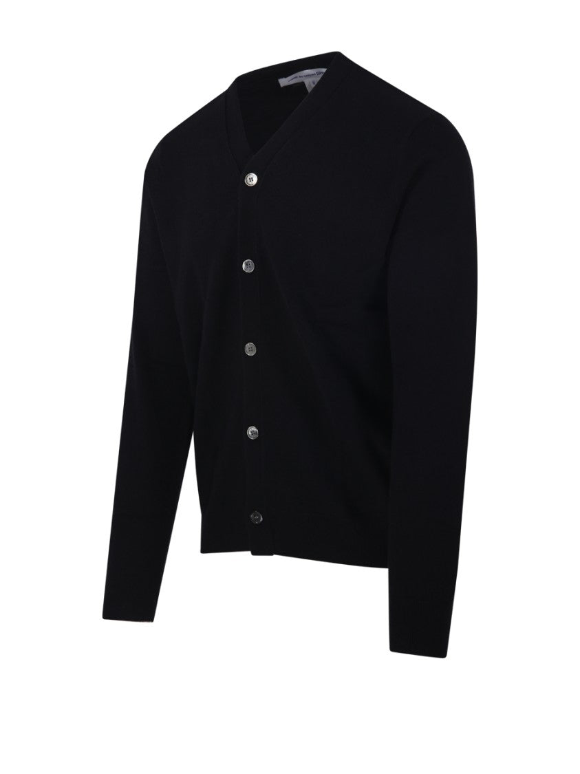 Comme Des Garçons V-Neck Black Wool Cardigan