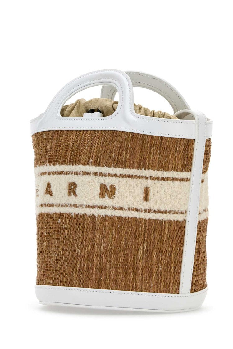 Marni Two-Tone Raffia And Leather Tropicalia Bucket Bag