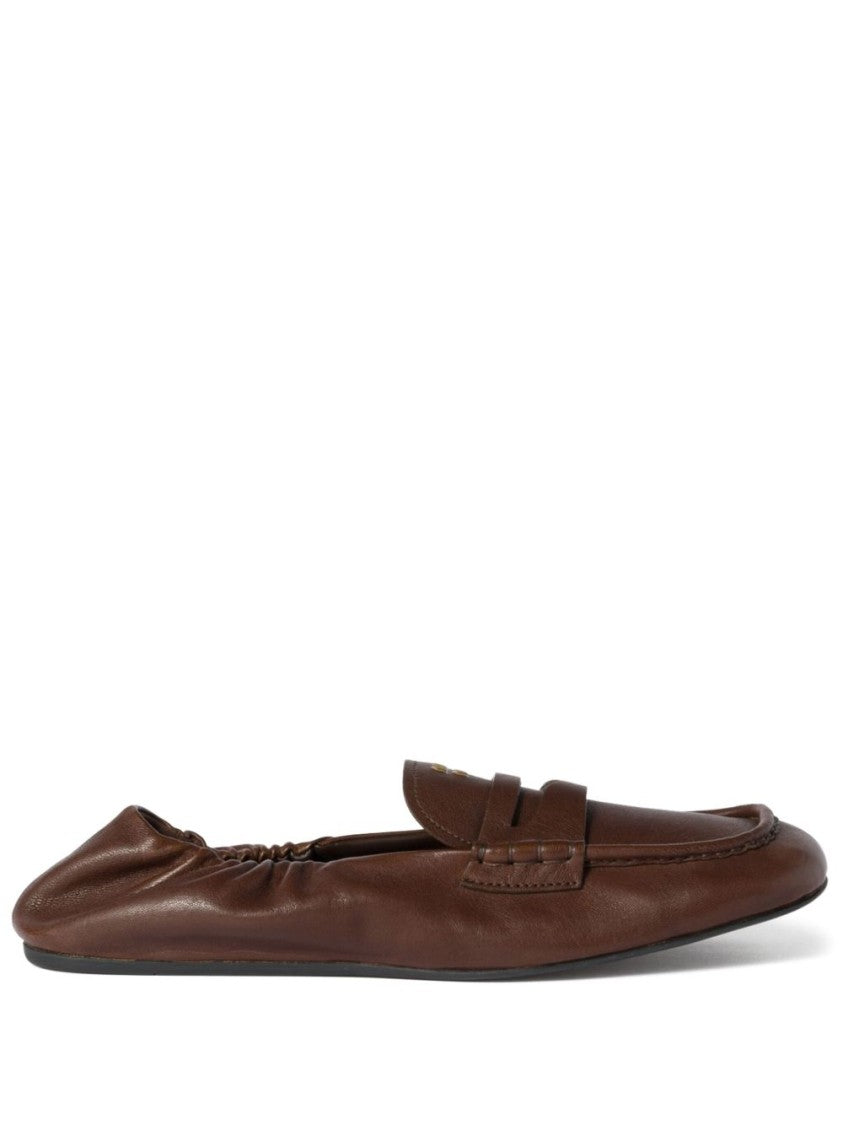 Miu Miu Brown Leather Penny Strap Loafers