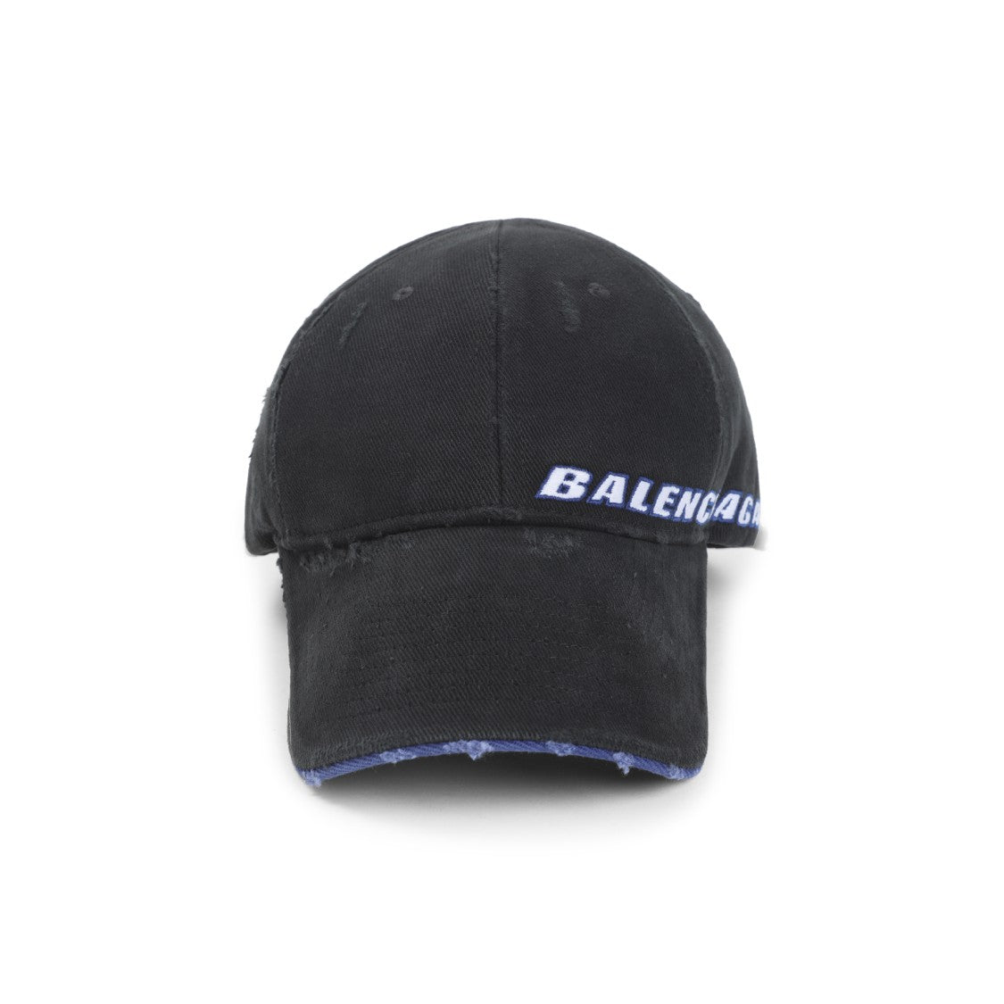 Balenciaga Distressed Black Cotton Baseball Cap