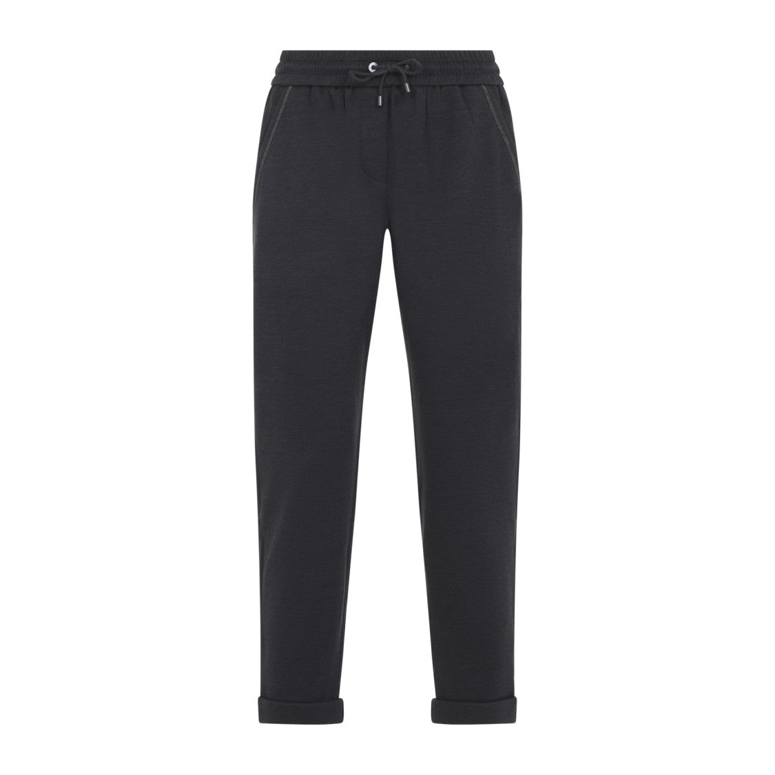 Brunello Cucinelli Cropped Black Track Pants