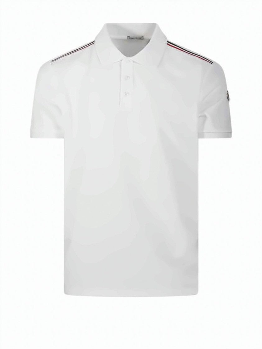 Moncler Short-Sleeve Polo Shirt With Contrasting Cuffs And Logo Patch