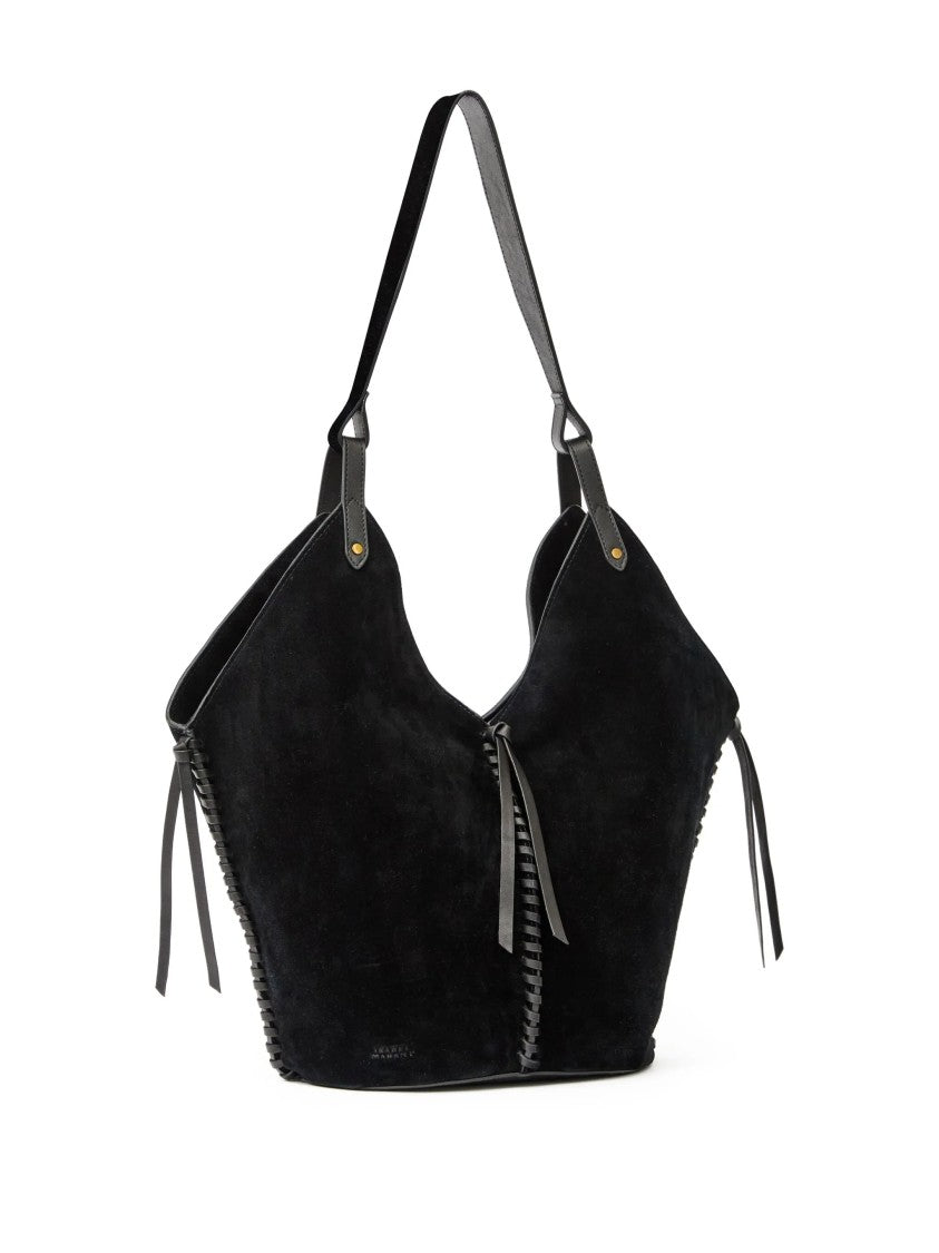 Isabel Marant Black Tampa Calf Velvet Shoulder Bag